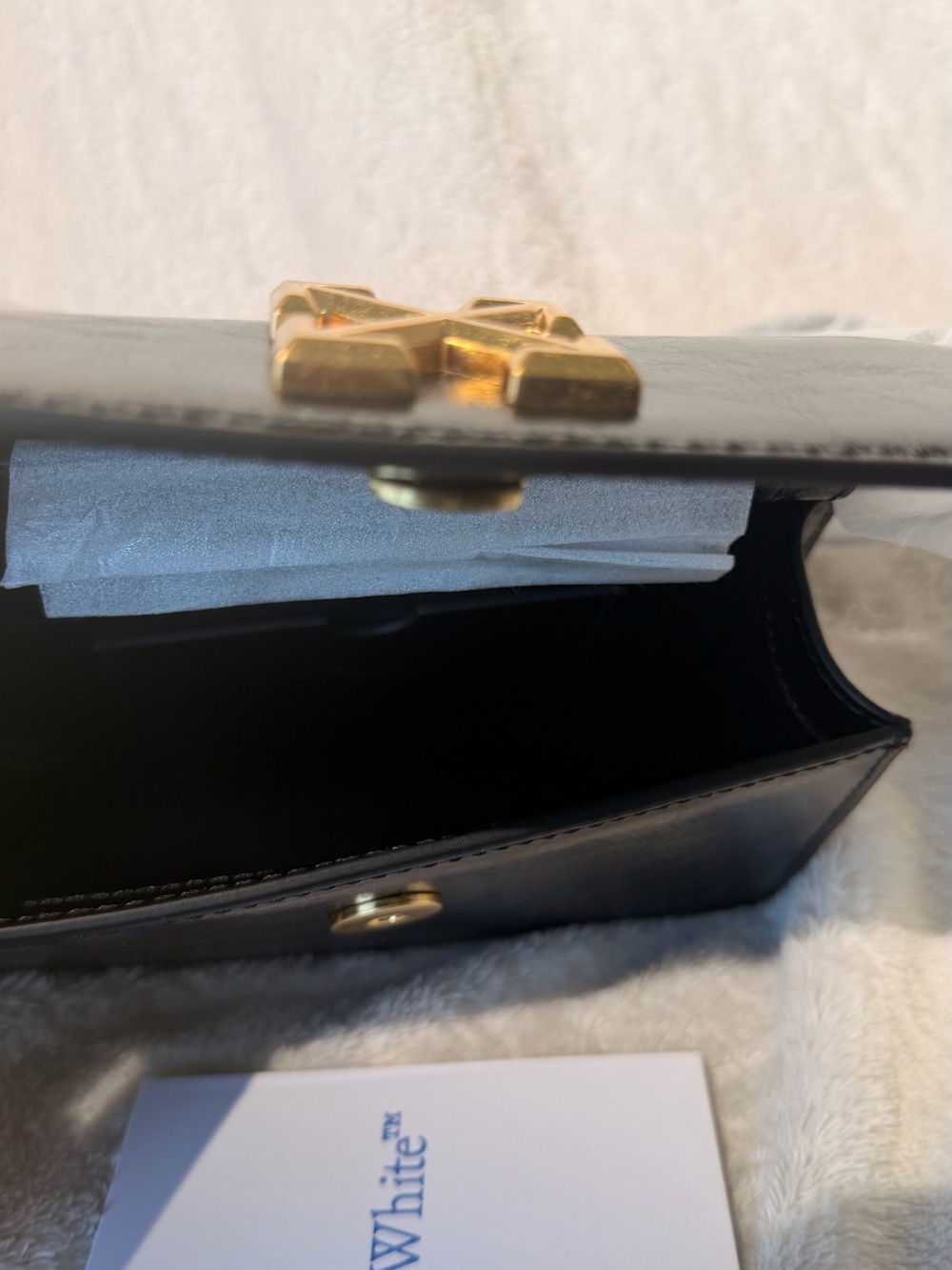 Off-White Black Leather Crossbody with Gold Arrow Emblem - Picture 8 of 8